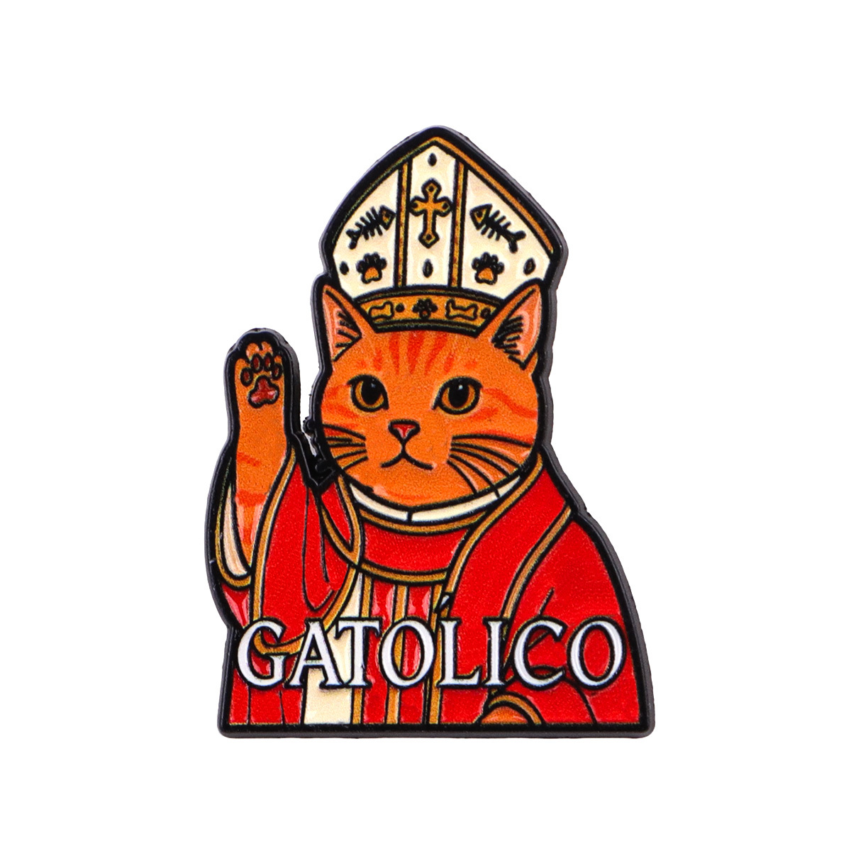 1pc Triregnum Cat Pins For Backpacks Badges On Backpack Cat Catholic Enamel Pin Accessories For Jewelry Cute Things Brooches Gift