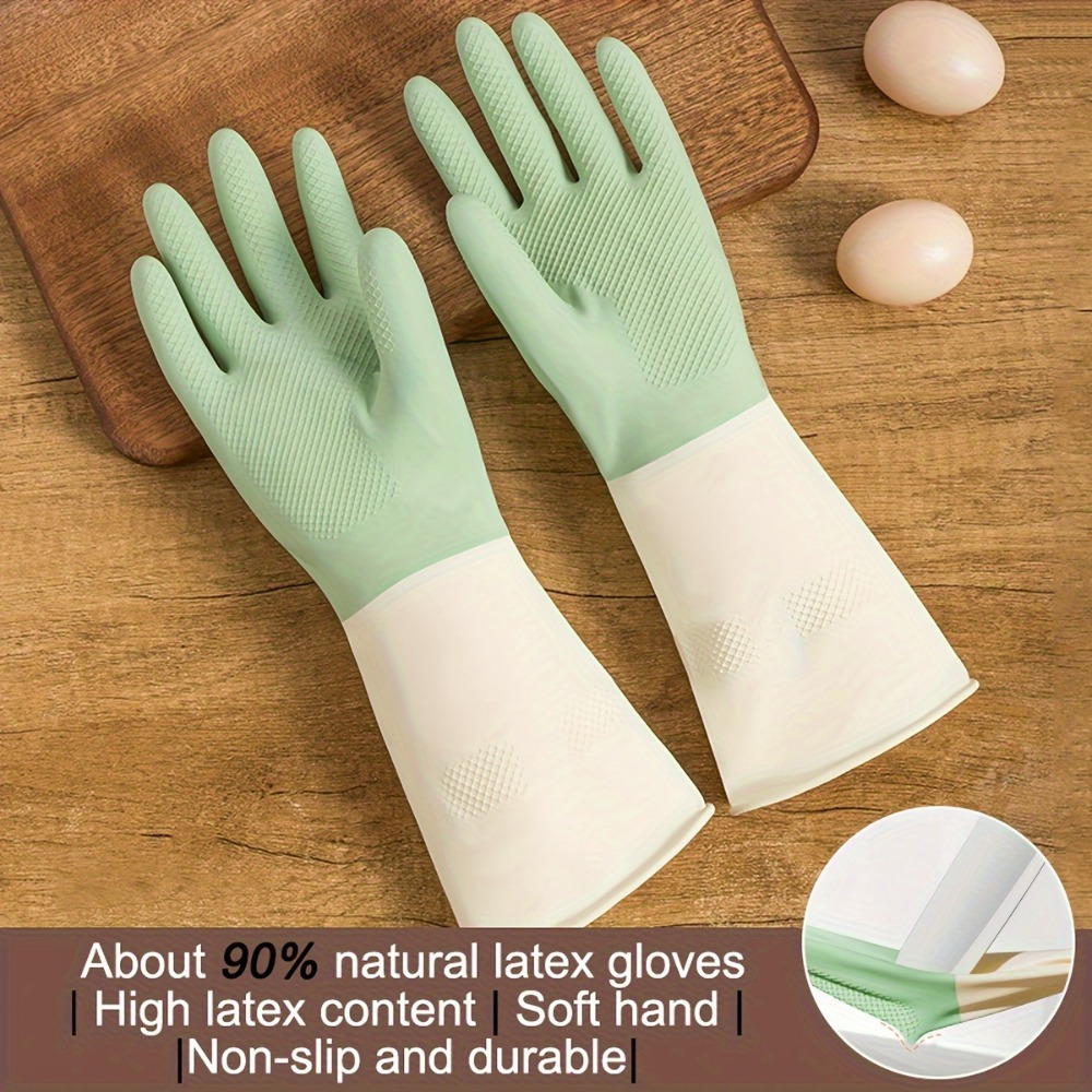 

1 Pair Women's Kitchen Gloves - Waterproof, Thickened Rubber For Dishwashing, Laundry & Floor Cleaning