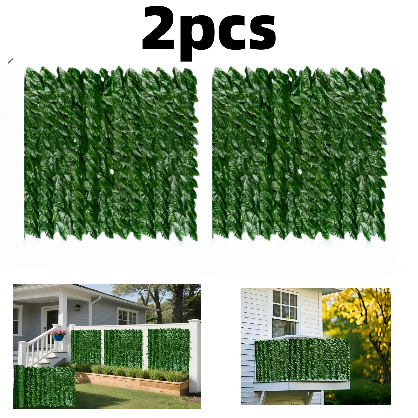 TEMU 2pcs Set Of Large, Realistic Panels! Outdoor Plastic Greenery With Easy-to-install Base, Durable, Anti-aging, Rain And Sun Resistant, Balcony