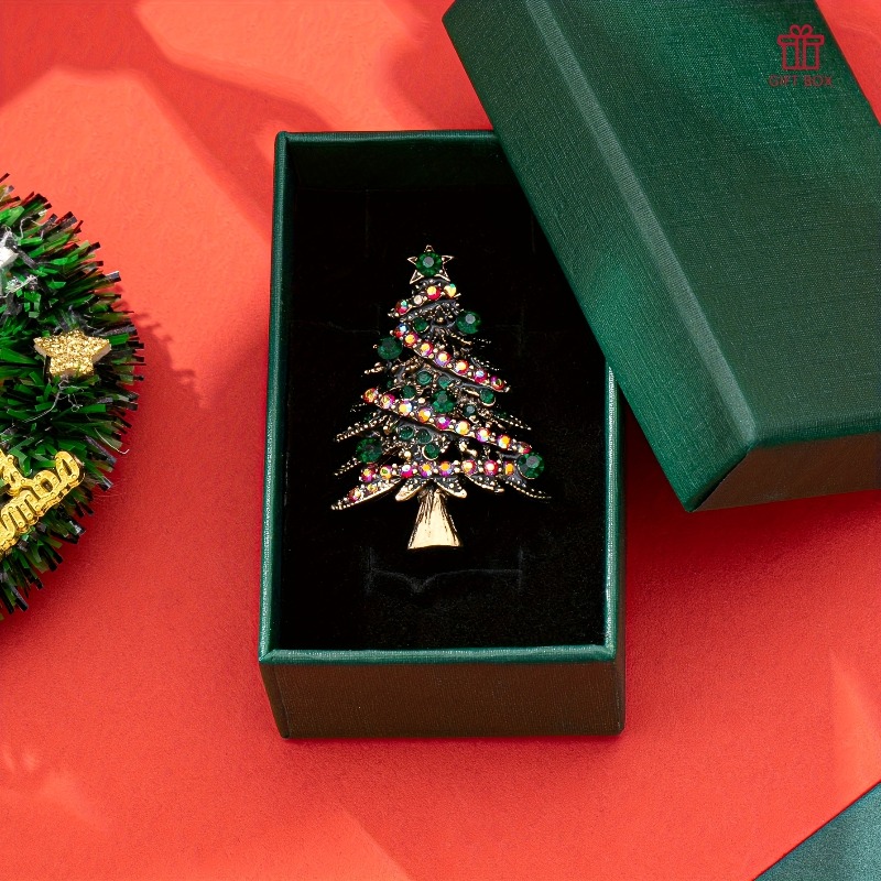 TEMU 1pc Colorful Christmas Tree Classic Holiday Brooch, Suitable For Women's Christmas Party Wear And Gifting, Versatile Gift With Gift Box