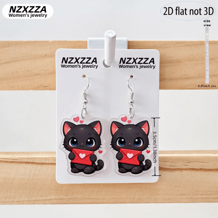 6 Pairs Cute Cat Dangle Earrings Set
