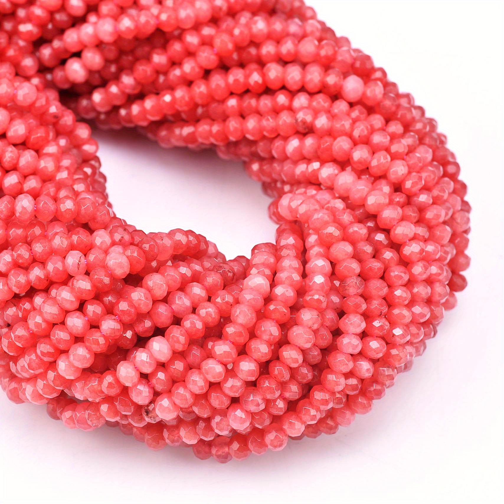 E-shop EFREY 115 Stück Natürliche Rote Steinperlen - 3x4mm Natürliche Facettierte Runde Edelsteine für DIY Schmuckherstellung, Armband &