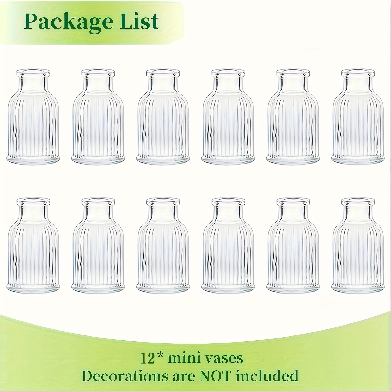 E-shop 12er Set Vintage Gestreifte Glasvasen - Kleine Zylindrische Blumendekorationen, Geeignet für Hochzeiten, Babypartys, Brautpartys und