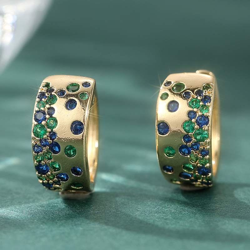 Women's Plated Bohemian Hoop Earrings with Studs