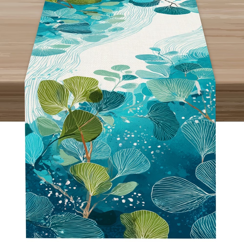 TEMU 1pc Cluster Smudge Pattern Printed Table Runner, Latest Spring/summer Table Runner, Simple Nordic Style, Printed Polyester Table Runner, With
