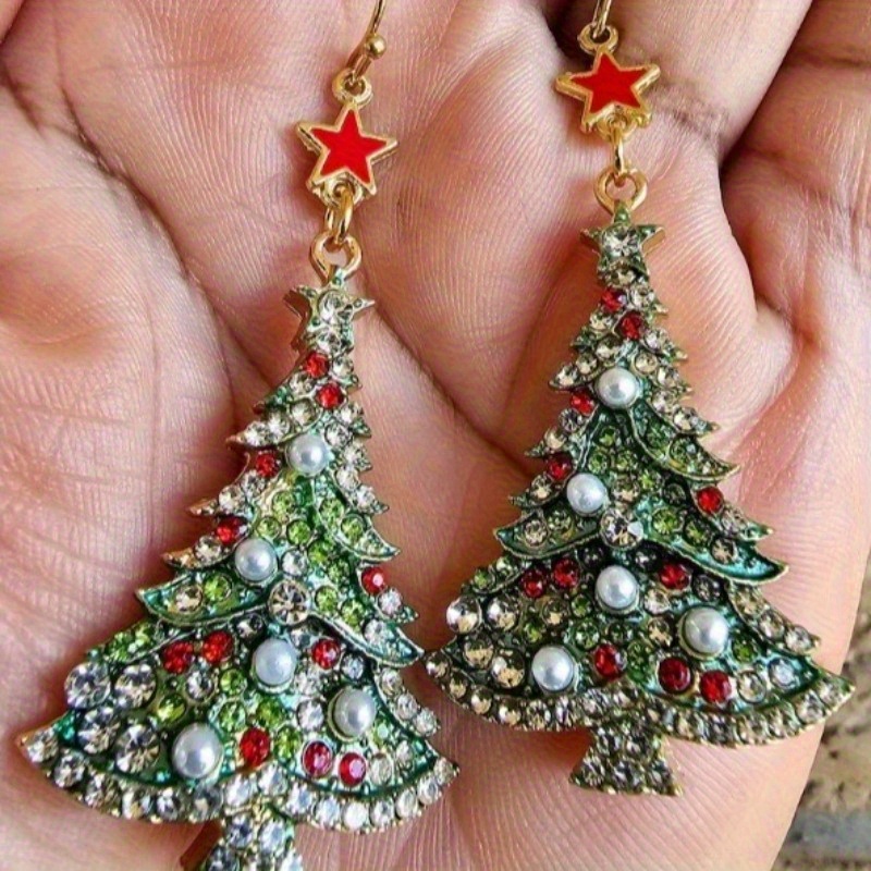 TEMU 1 Pair Of Handmade Christmas Tree Earrings, Hypoallergenic Jewelry, Earrings, Sensitive Ears, Birthday, Christmas Jewelry, Valentine's Day Gifts