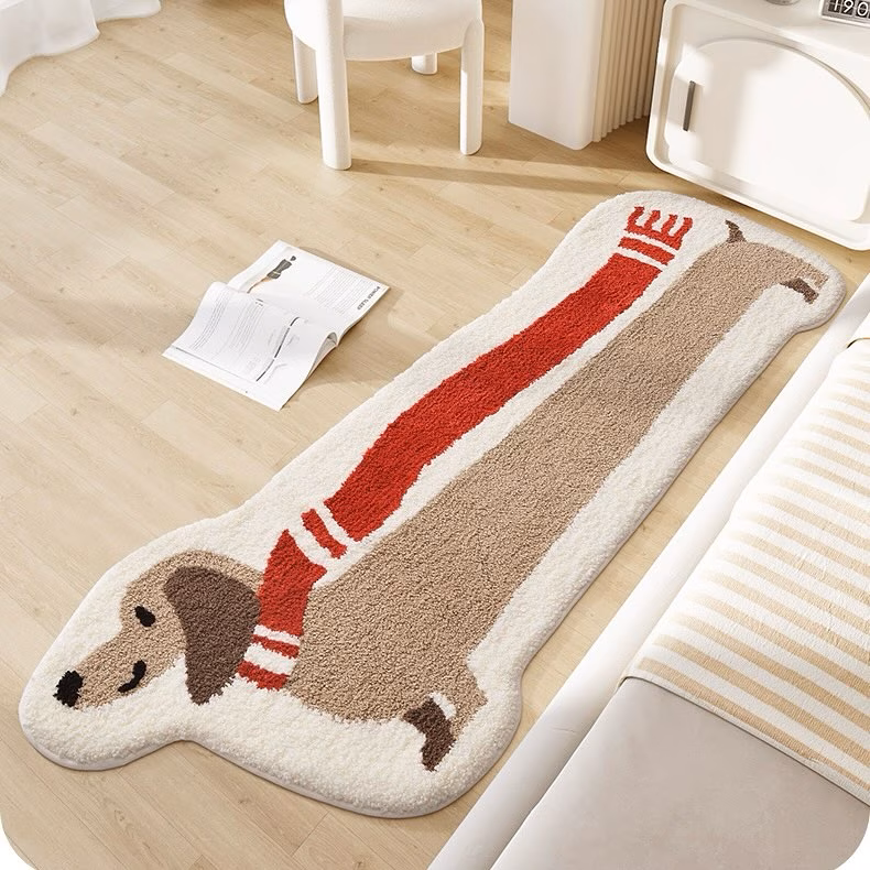 thickened 10mm high quality faux cashmere dot plastic 1pc long runner rug cute creative red scarf dachshund bedroom fluffy bedside rug fashionable easy home decoration table floor mat Product details 0