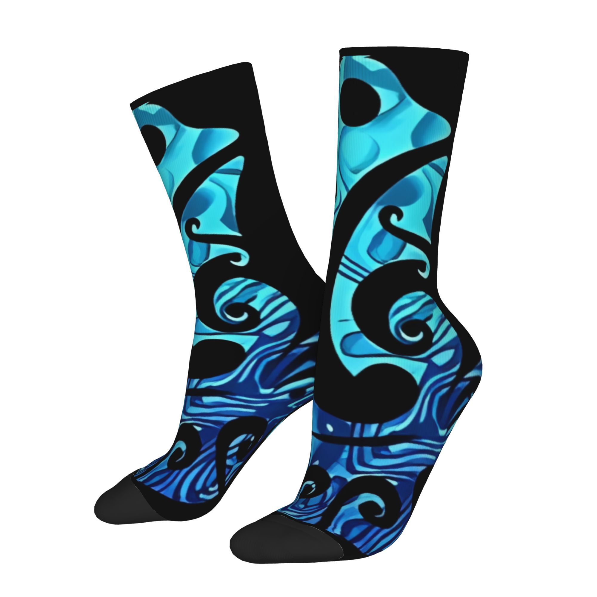TEMU 1 Pair Funny 's Compression Socks Maori Hei Matau Tribal Tattoo Paua Shell Vintage Harajuku Street Style Novelty Seamless Daily Wear Crazy Sock