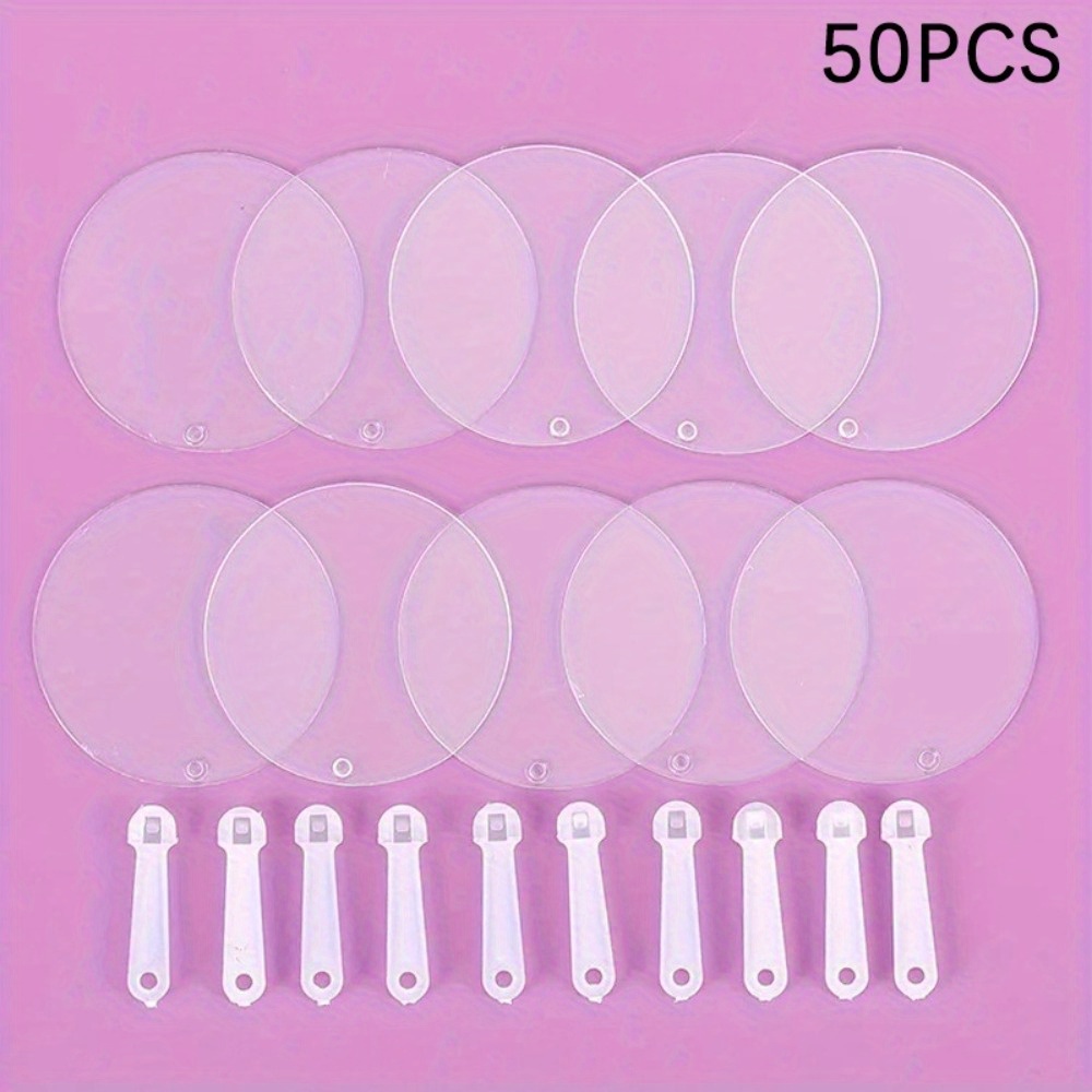 Image of 50pcs/set Cute Mini Transparent Blank Fan, Art Fan, Wedding Birthday Party Small Gifts, Creative Gifts For Girlfriend Boyfriend