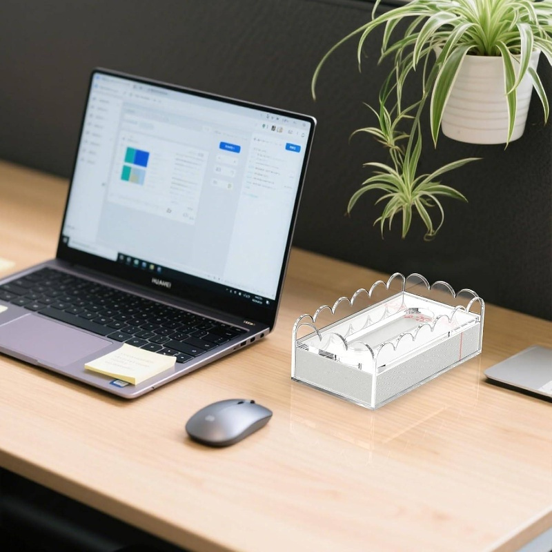 clear acrylic tissue box cover holder with non-slip lid - heavy-duty 8mm thick rectangular napkin dispenser organizer, fits standard tissue boxes, modern white &   for bathroom, office, kitchen countertop storage (8.9 x4.9 x2.9 ) - dust-resistant & hygienic surface protector, tissue box holder, facial tissue holder, kleenex box holder, kleenex box cover Product details 5