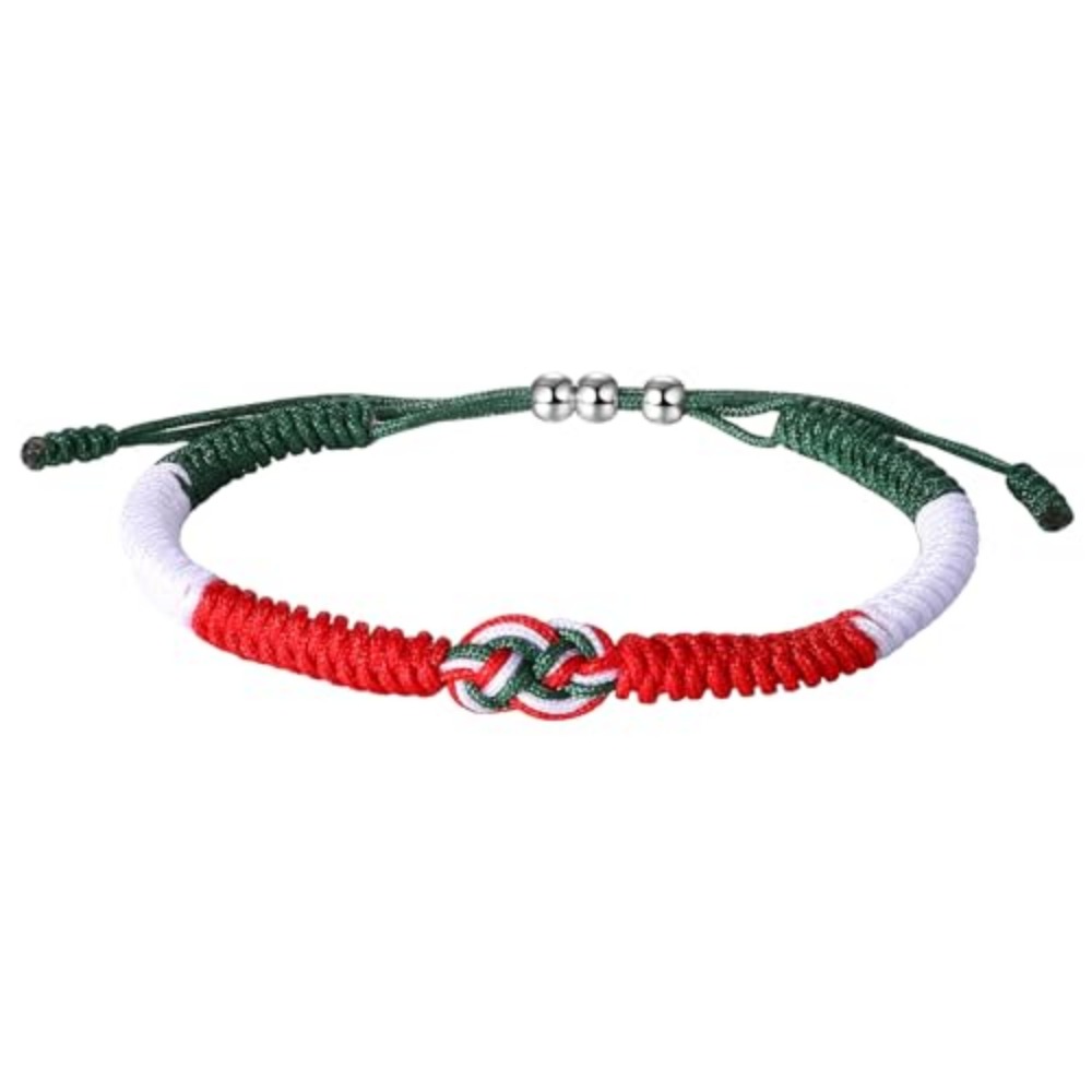 Image of Jewelrywe Italy Tricolor Bracelet: Unisex Italian Themed Green White Red 3 Weave Bracelet For Sporting Events And National Celebrations