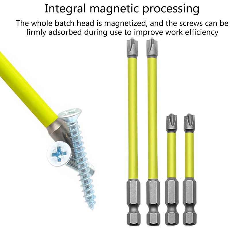 4 magnetic electrician screwdriver bit set hexagonal shank ph2 65mm 110mm non slip metal drill bits suitable for hand and power tools compatible with socket switch panels no batteries required Product details 3