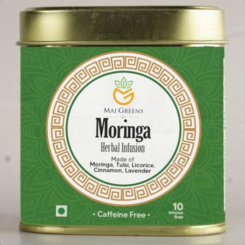 Mai Greens Moringa Herbal Infusion 10 Pyramid Tea Bags CaffeineFree Detox Tea for Daily Wellness Rich in Antioxidants Iron Supports Natural Energy Immune Health and Digestive Balance in a Convenient Packaging, Natural Energy Booster