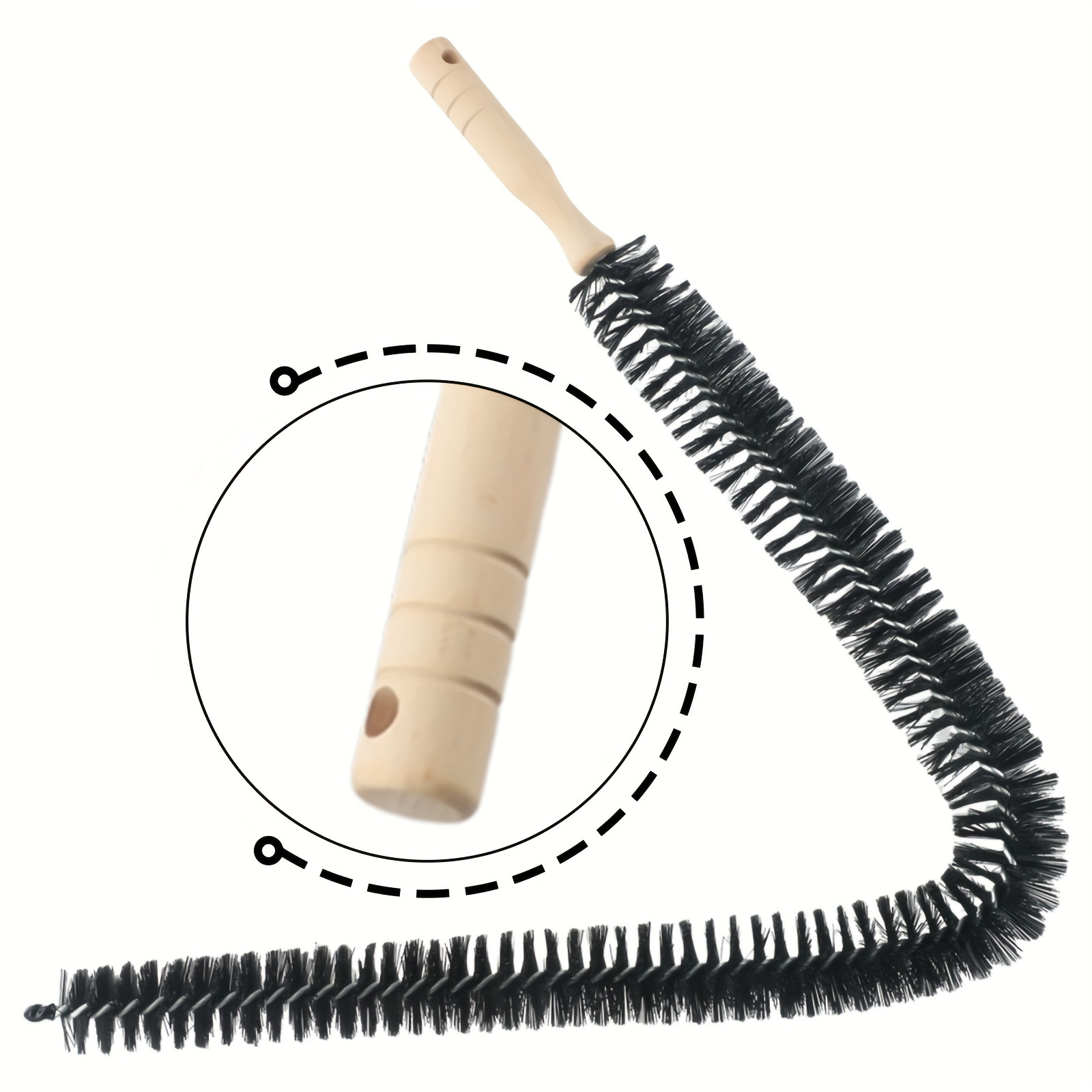 

1pc Flexible Lint Remover And Dryer Vent Cleaning Brush - 75cm Long, Multi- Tube Cleaner With Wooden Handle For Refrigerator Coils, Washing Machine & Radiator Maintenance