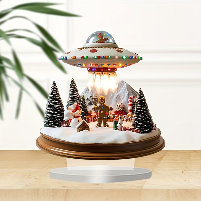 

Ufo Gingerbread Acrylic Display Stand-perfect Christmas Gift For Decorations, Bohemian Style, No Power Needed