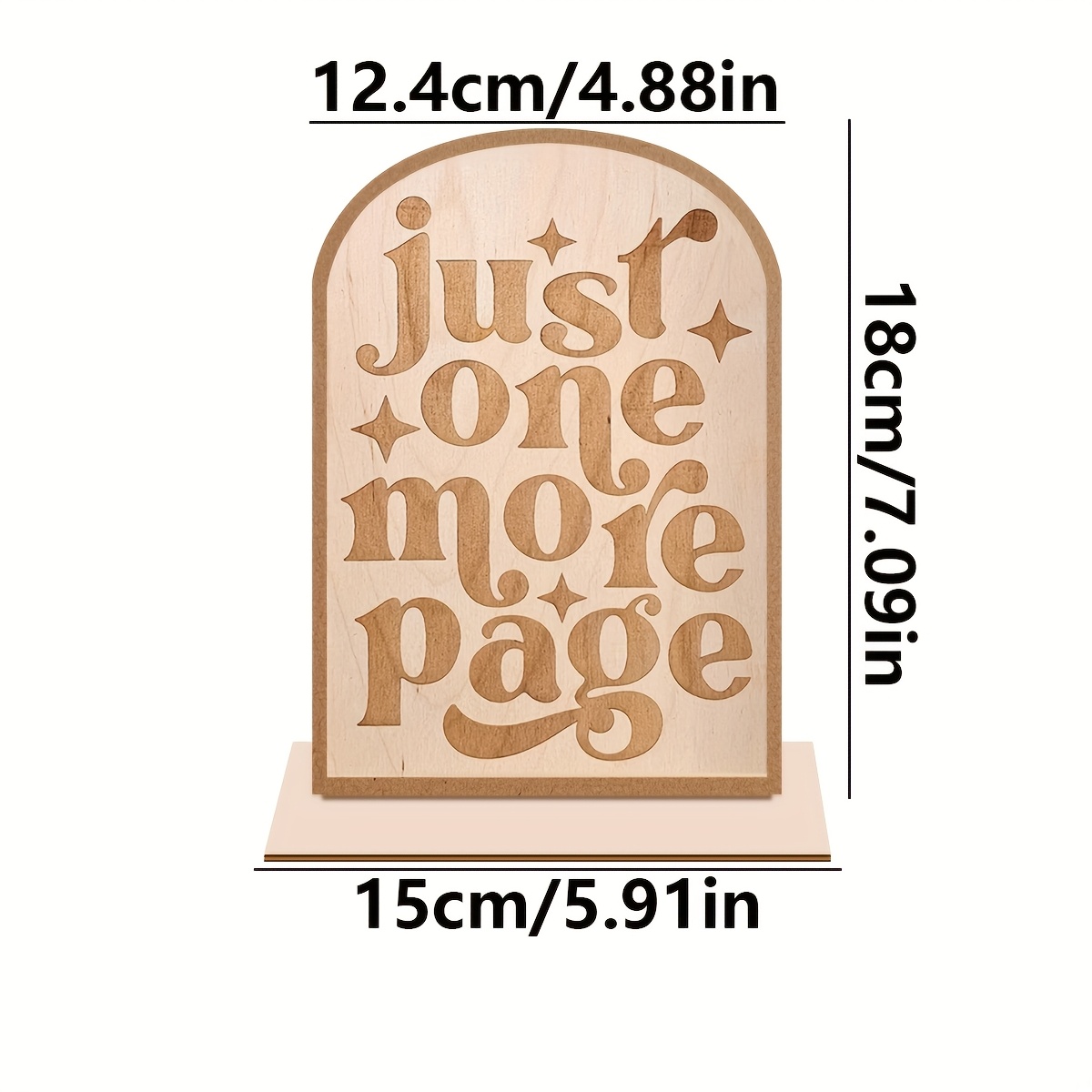 TEMU 2d Flat, 2d Flat "one More Page" Bookshelf Desktop Decorative Sign - Club Room Wooden Decor, Perfect Gift For Book Lovers, Suitable For