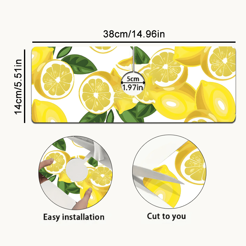 TEMU Tapis de Cuisine en Caoutchouc Antidérapant et Facile à Nettoyer, Motif Citron Vif pour Évier, Accessoires de Cuisine Amusants et Frais, Jaune