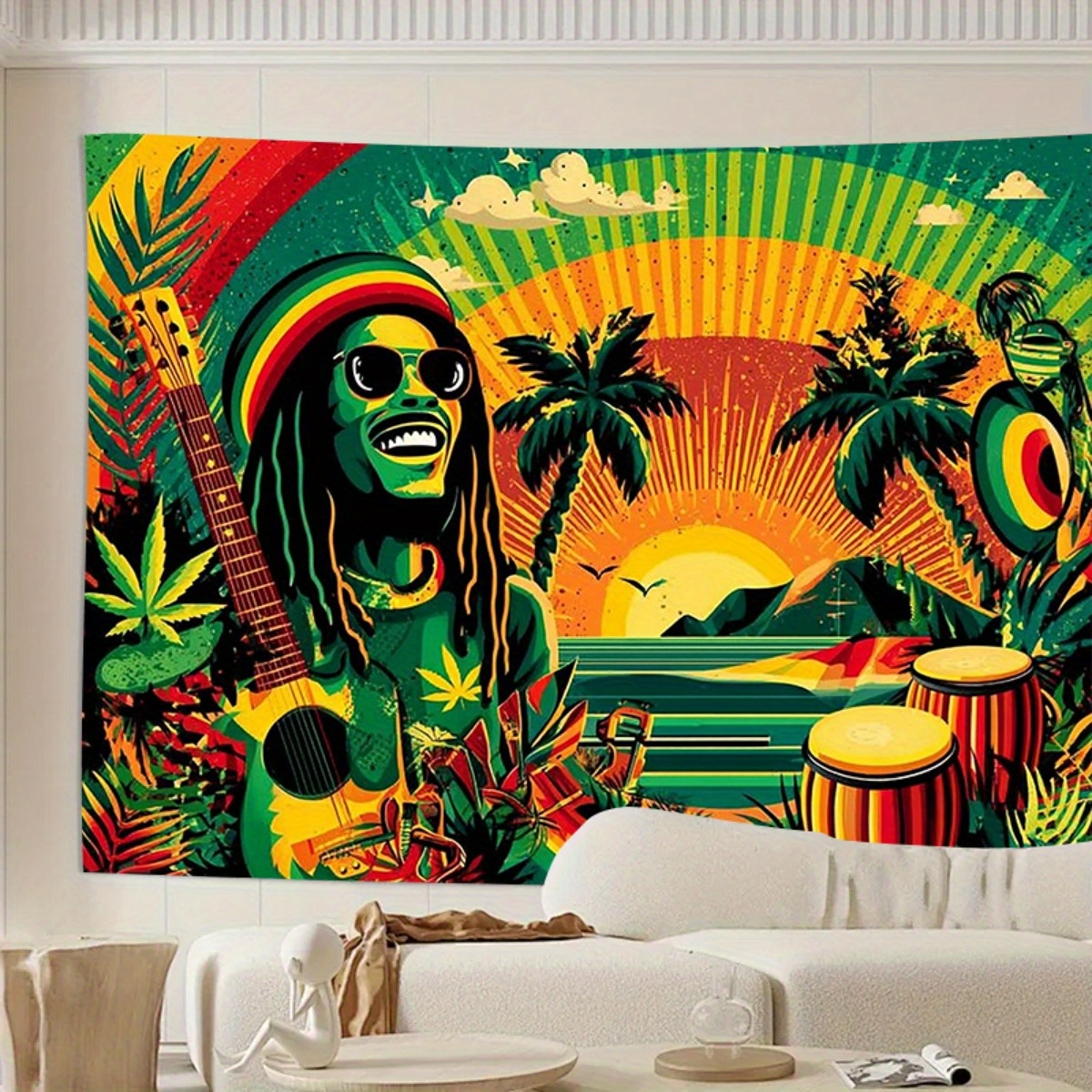 Reggae Music Theme Backdrop Banner For Party And Room Decoration_voghion.com