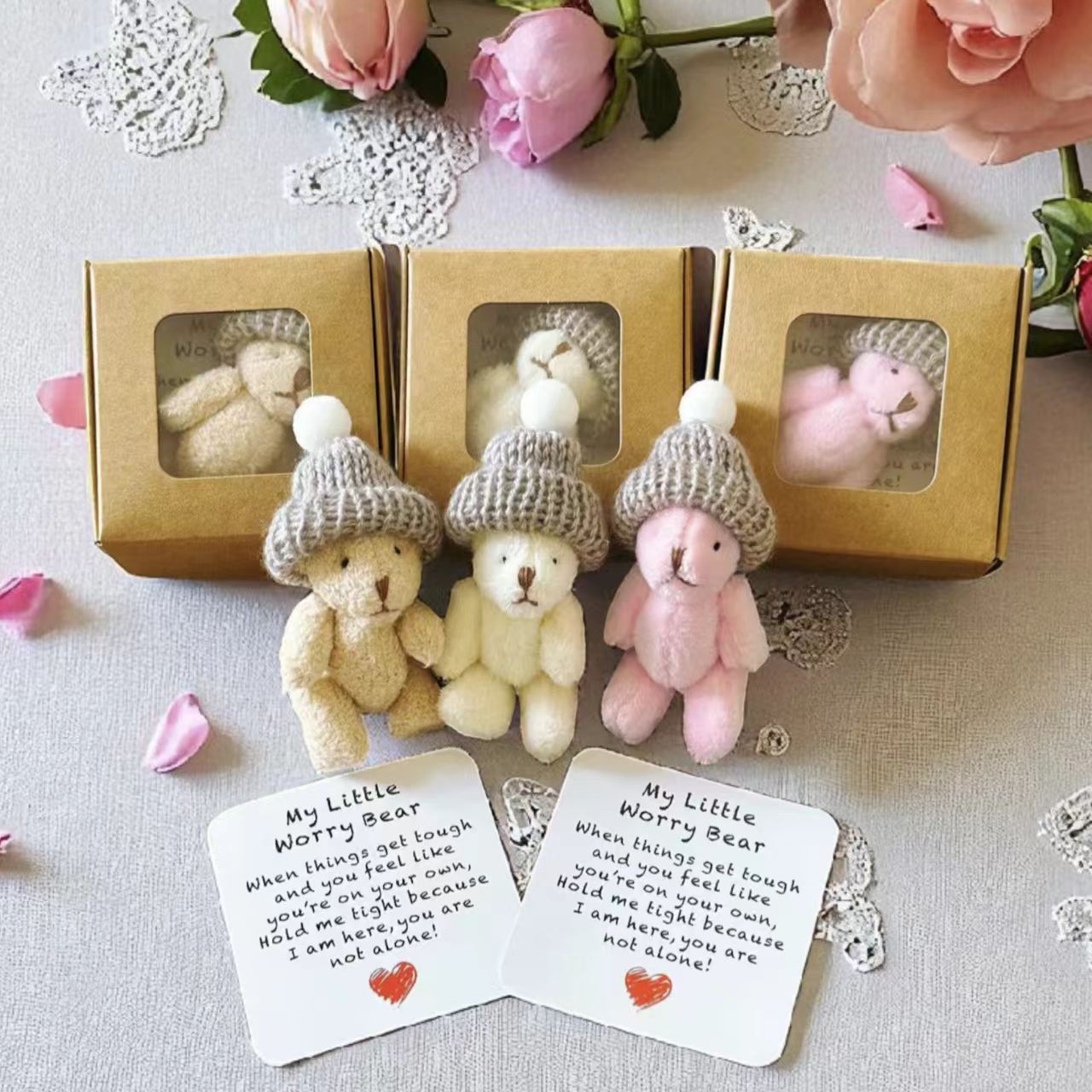  worry bear when things   and you feel like youre     tight   i am here you are   a   gift set including a greeting card multi purpose little bear party favors and best friend