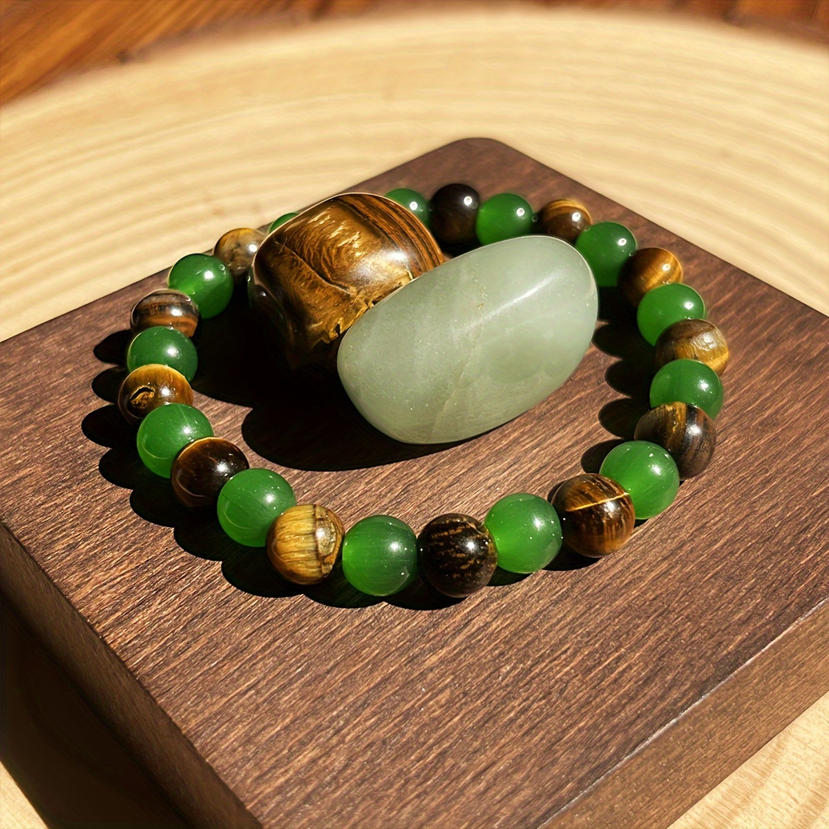 1pc 8Mm Tiger'S Eye Stone, A Retro Bohemian-Style Jewelry Gift for Men And Women, Easy And Fashionable for Festival Gifts