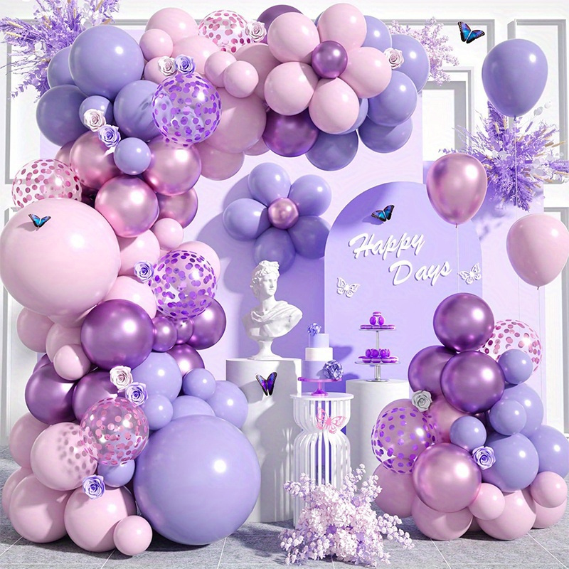 

130pcs Purple & Kit - Includes 18"/12"/10"/5" For Birthdays, , Weddings, Parties - No Needed