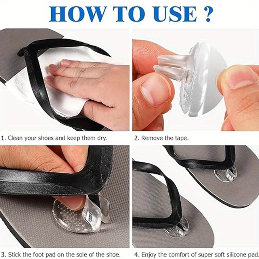 Plantillas de gel de silicona para sandalias de tiras y chanclas, con un  diseño antideslizante y protectores de dedos autoadhesivos para prevenir