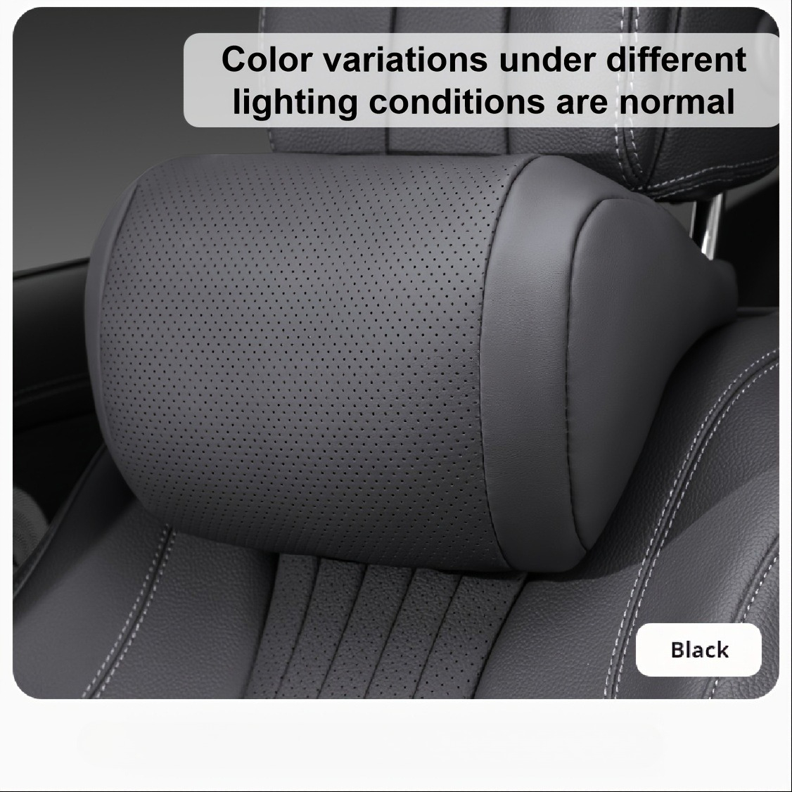 TEMU 1pc Luxury Pu Leather Car Headrest Pillow | Ergonomic Zero-pressure Neck Support, Breathable Design | Universal Fit For Most Vehicles, Accessory