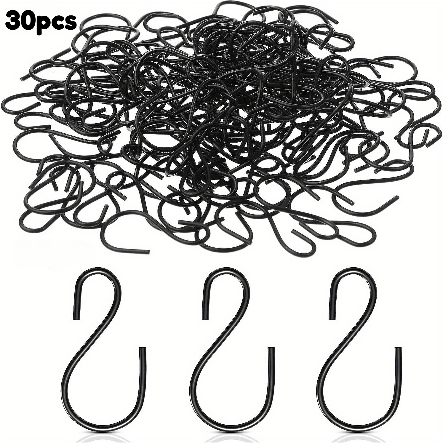 Image of 30pcs Hook 1 Inch Metal Hanging Hooks S Shaped Iron Wire Hook Hanger Mini Ornament Storage Hooks For Christmas Halloween Ornament Hanging Pot Plant Jewelry Keychain