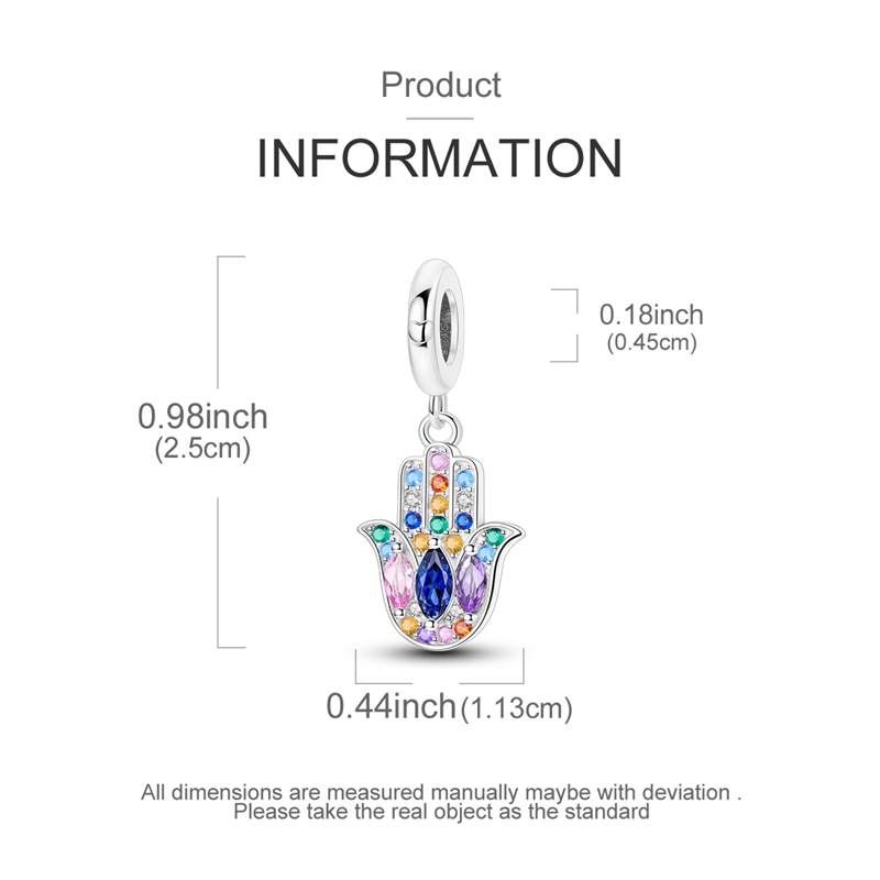 925 Sterling Silver Multicolor Palm Pendant, Jewelry Making Gift