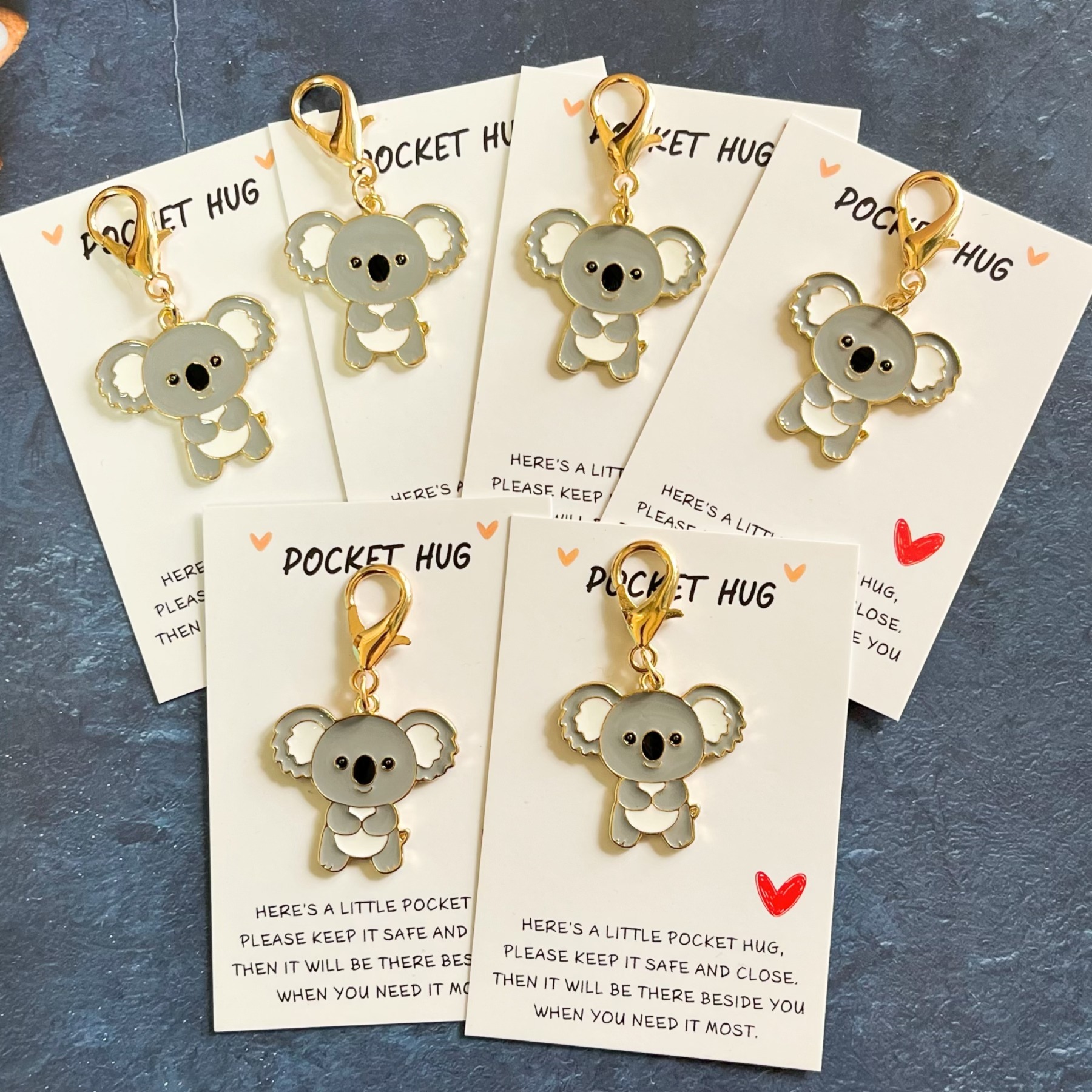 Image of Gift For Her/him 3pcs/6pcs/15pcs-free Koala Koala Keychain, With Hug Card, Inspirational And . Suitable For , Colleagues, Etc., Suitable For Thanksgiving Christmas Decorations