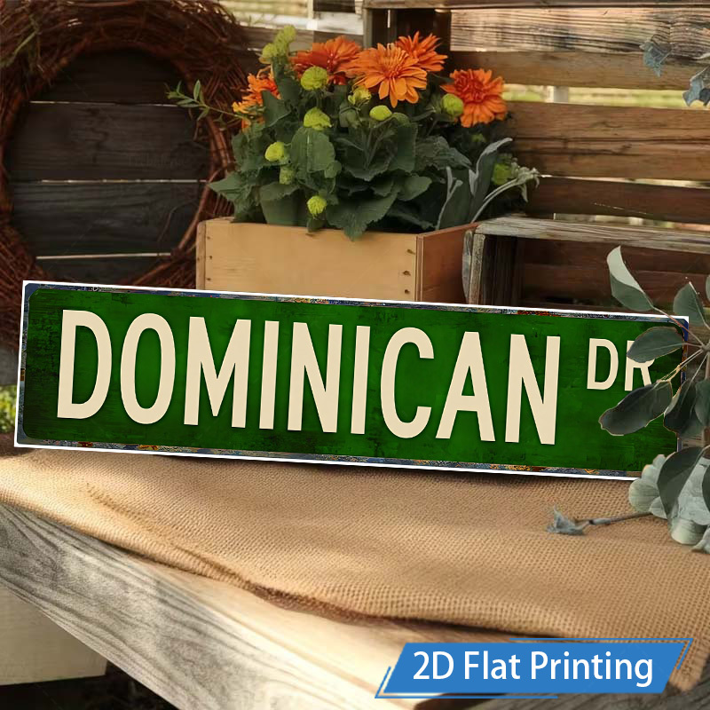 TEMU 2d Flat, 1pc Vintage "dominican " Street Sign - Distressed Green/wooden Wall Decor, Outdoor/door Plaque, Suitable For , Gardens And Entrances -