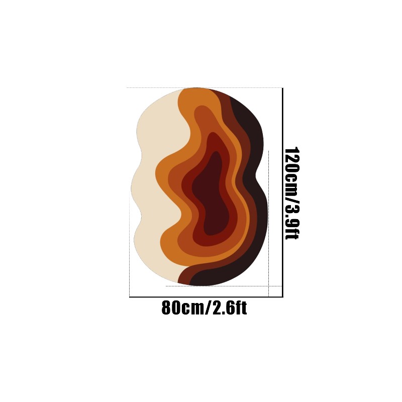 TEMU High-quality Plastic Bottom 1pc Modern Uniquely Shaped European-style Abstract Wave Pattern Living Room Carpet Creative Caramel Brown Gradient