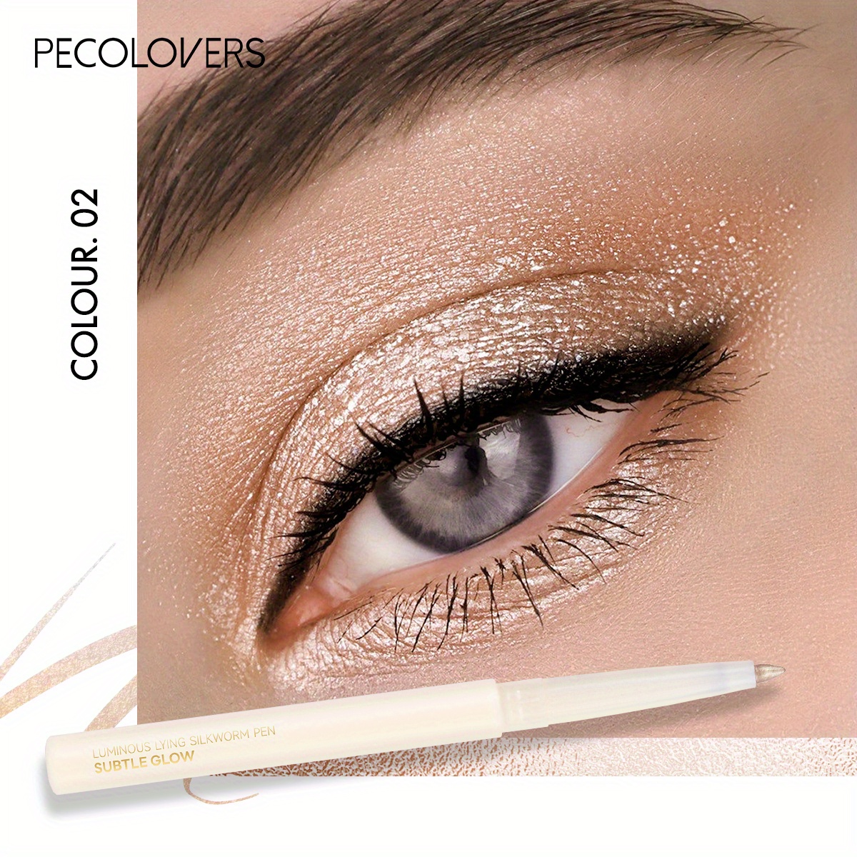 1pc Pearlescent Eyeshadow Pen White Highlighter Under Eyelid Crease Brightening Natural Waterproof Eyeliner Cosmetics