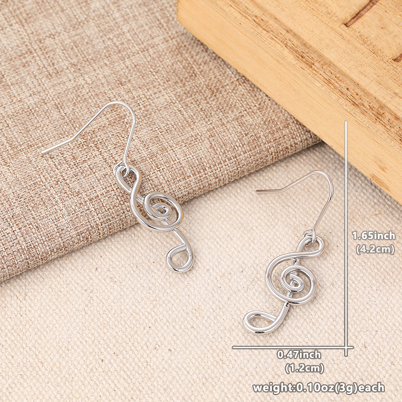 Minimalist Avant Garde Silvery Music Note Earrings