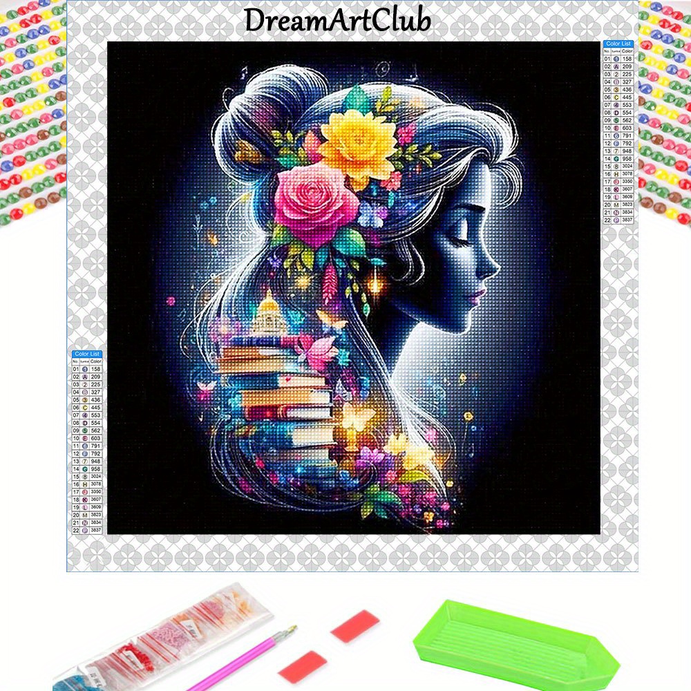 

1pc Dreamartclub 5d Diy Kit, Books And , Embroidery, , 30x30cm