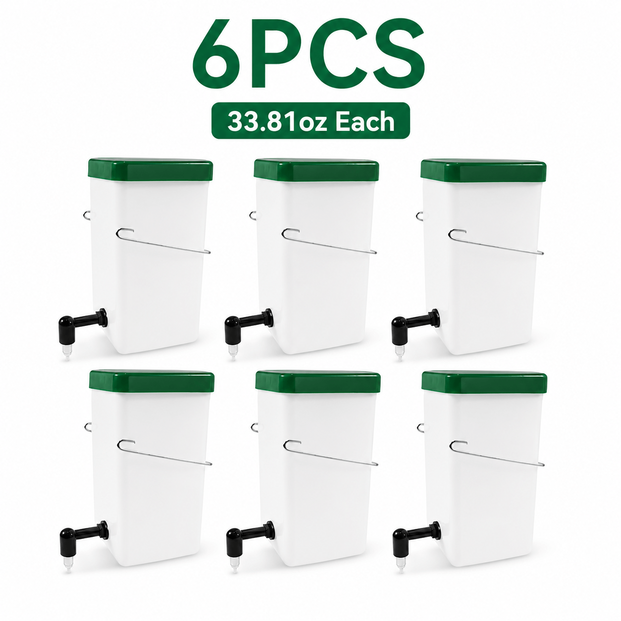 TEMU 6pcs 33.81oz Hanging Rabbit Water Bottles, Large Capacity Small Dispensers With Stainless Steel Drinking & Cage Hook, Easy Refill Pet Waterers