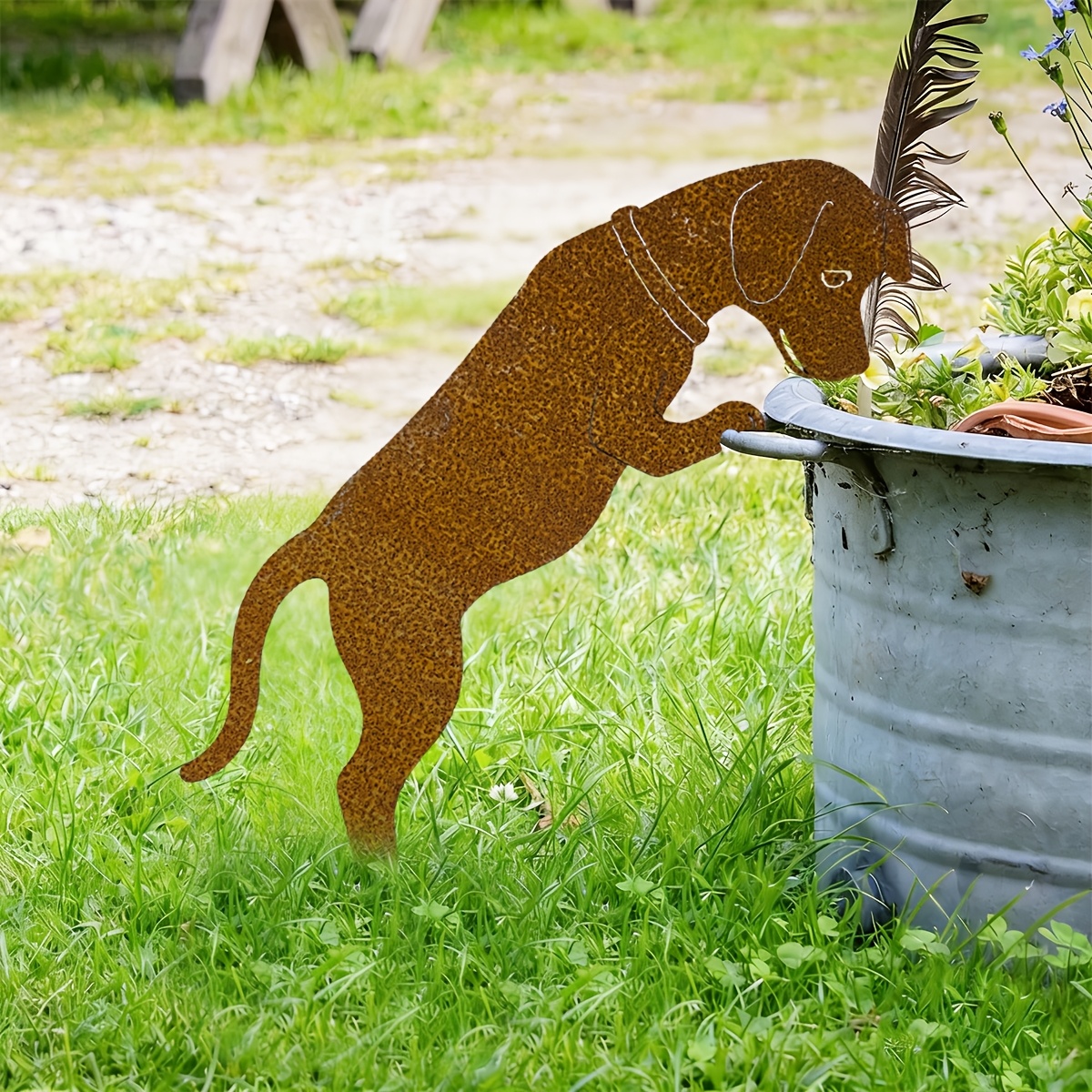 E-shop 2D Flat - 【2D Flat】 2D Flat - [2D Flat] [2D Flat Karte] Rustikaler Stil Rostiger Acryl Hunde Garten Statue Klassische Outdoor Hof Deko