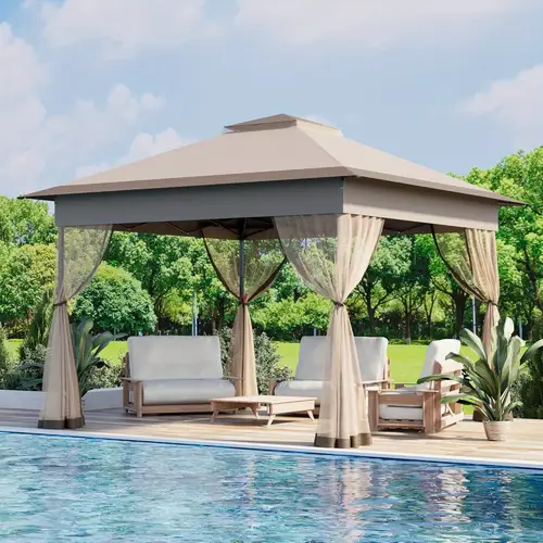 11 x 11 up with mosquito netting outoor canopy tent large and easy to carry water resistant oxford tarp shelter for patio garden backyard