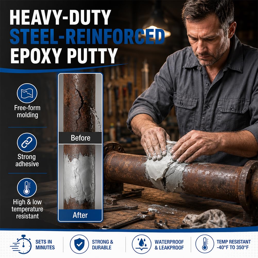 2bags reinforced epoxy putty strong clay ab two part heat resistant fast repair filler for metal wood ceramic concrete tile plastic pvc holes Product details 3