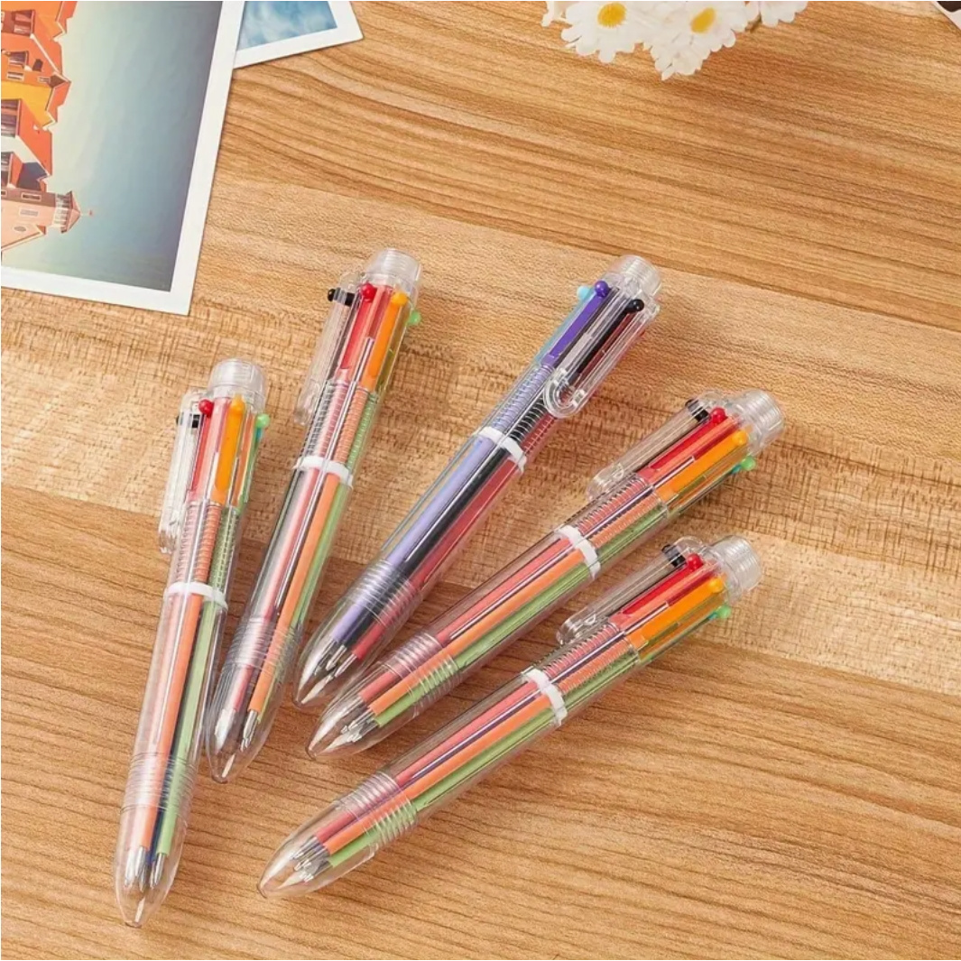 Penna Multicolore 4-in-1 Retrattile - Set 7 Pezzi Per Scuola E Ufficio | Design In Metallo - Foto 4
