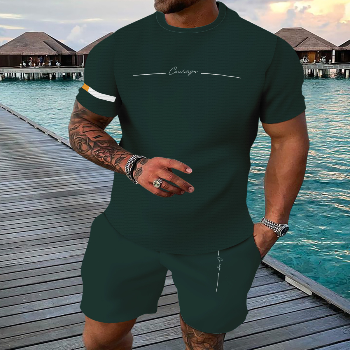 

Casual Sports Suit Breathable Outdoor Casual Men's T-shirt And Five-pants Suit Summer 3d Printing Suit For Adult Men