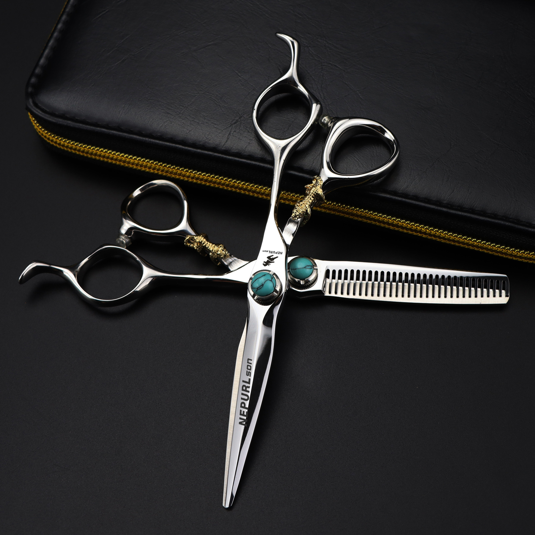 

Nepurlson 6- Hairdressing - Double-sided, Texturizing Shears For Dry & Textured , -handed,