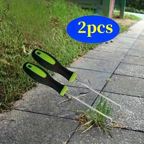 2pcs heavy duty metal hooks ergonomic garden tool for pathway weeding moss removal tight spaces no battery needed durable yard maintenance for lawns driveways additions