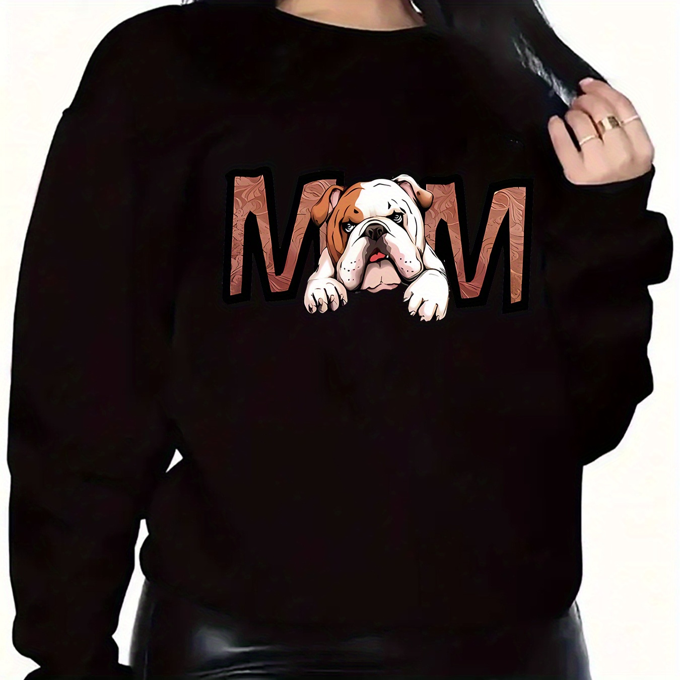 

Sweat-shirt à col rond pour femme avec imprimé , tissu en de polyester, pull à manches longues, style sport, légèrement extensible, avec motif animal, pour un confort en toute .