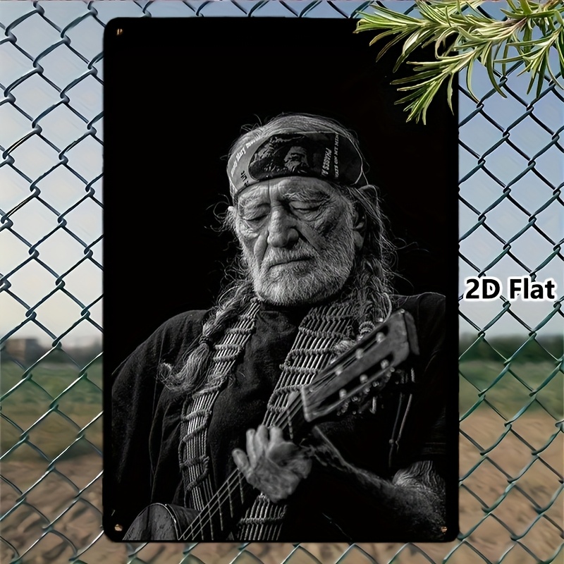 TEMU 2D Plat, [JIT]2D Plat, 1pc Art Mural Métal Vintage - Décoration Musique Country avec Guitare - Photo - Enseigne Métal Durable pour Cave à Homme,