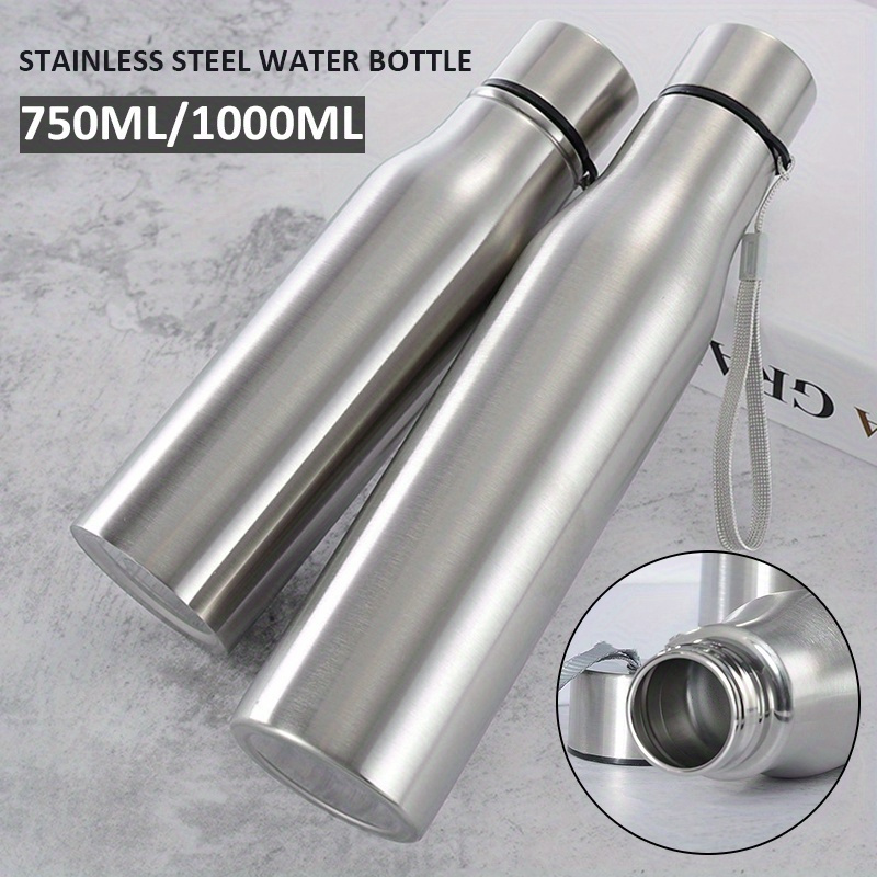 

1 pièce, 750ml/1000ml Bouteille d' Portable en Acier Inoxydable Simple de Grande pour la Randonnée et