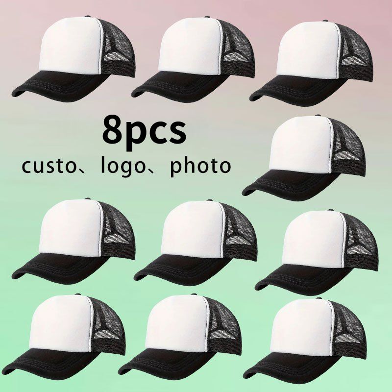 8pcs Personalized Custom Baseball Caps with Adjustable Size