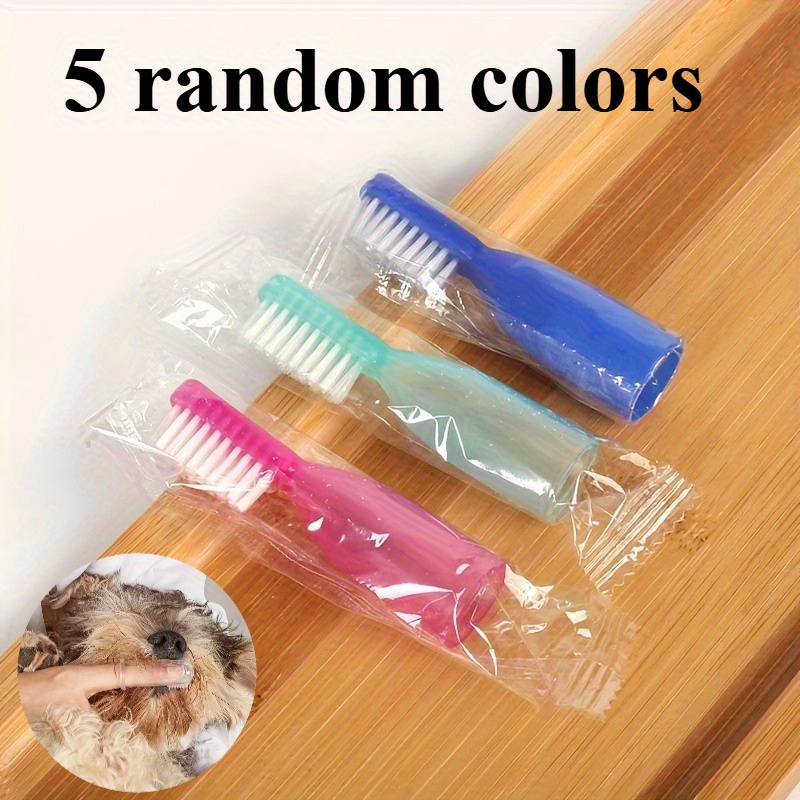 Image of 5pcs Finger Toothbrush For Dogs, Comfortable Pet Dental Cleaning Kit, Removes Tartar And Plaque, Easy-to-clean Teeth Cleaning Tool, Random Colors