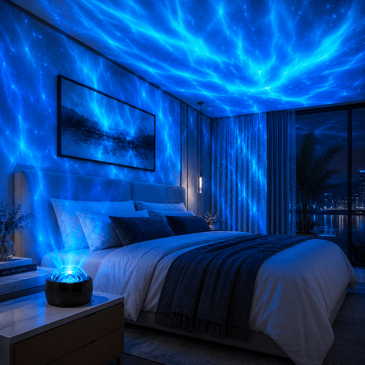 2pcs Aurora Galaxy Projector Light with Water Ripple Effect