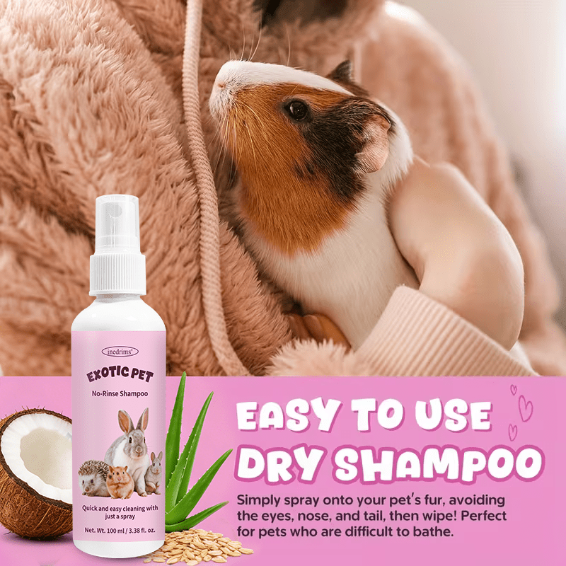 Inedrims 3.38oz No-Rinse Shampoo Suitable for Rabbits, Hamsters, Guinea Pigs, Ferrets, Hedgehogs & Sugar Gliders - Waterless Cleaning Gel with Gentle Plant-Based Formula, Refreshing Fragrance for Small Pets Bath Care, -the- Use